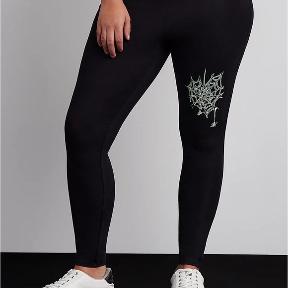 ❤️NWT VINTAGE TORRID LEGGING - GLOW IN THE DARK HALLOWEEN COSTUME SPIDER WEB - Picture 3 of 11